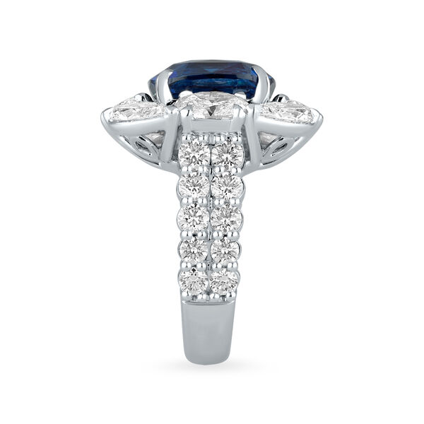 Sapphire Cushion-Cut Ring with Diamonds in White Gold